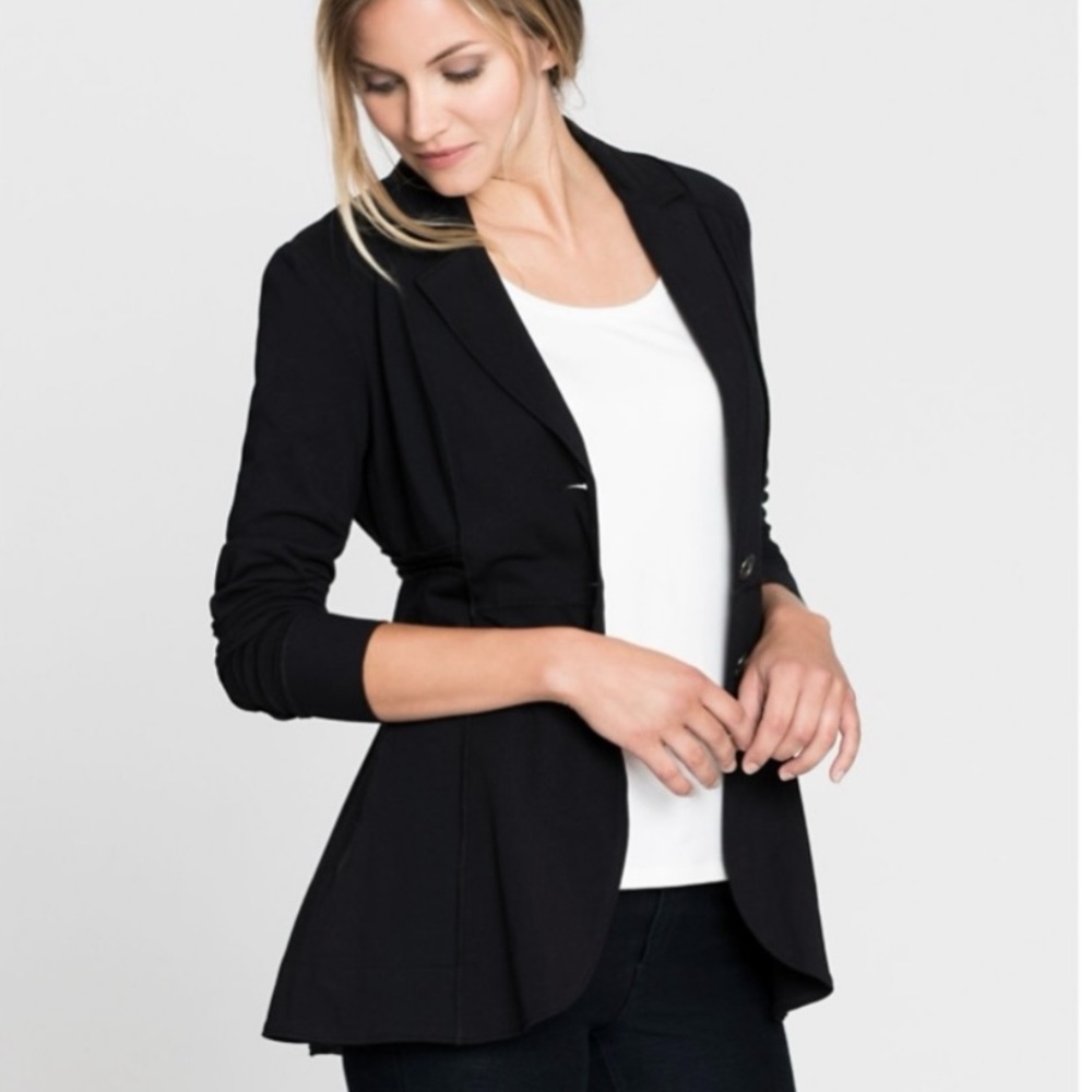 NWT 🩶 Nic+Zoe Seamed Riding Jacket 3-Button Dark Gray Knit, Long, Equestrian, 1X - Picture 6 of 15